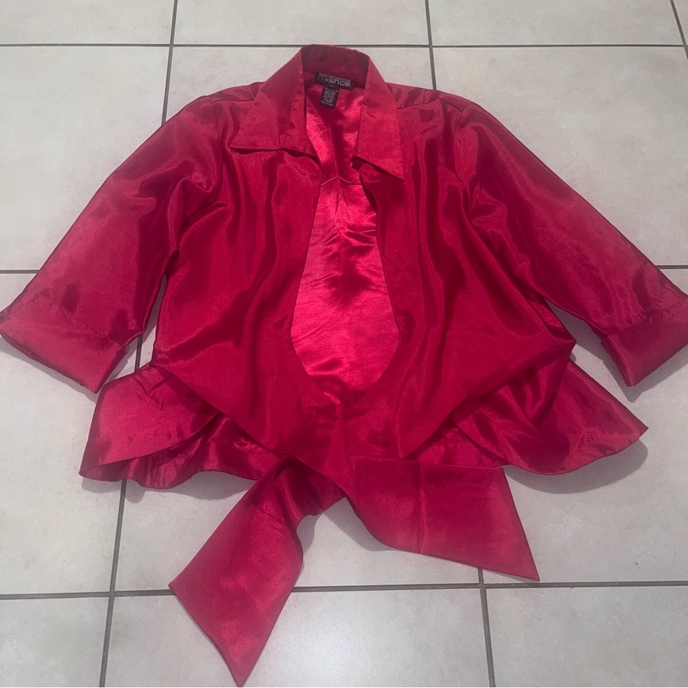 Mischa Red  Blouse with Tie Front